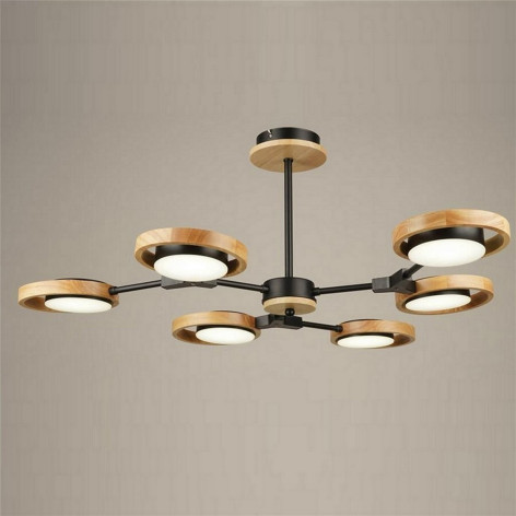 Люстра светодиодная 6 плафонов 82,5*28,5 см 42Вт 10500LM 20м2 2 цвета дерево черный Baizheng