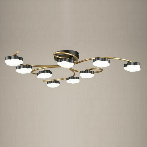 Люстра светодиодная 9 плафонов 73*10 см 54Вт 13500LM 30м2 2 цвета черный бронза Baizheng