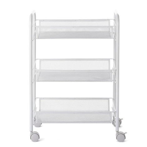 Этажерка металлическая 3-х ярусная 45*26*64,5 см на колесах белый Baizheng