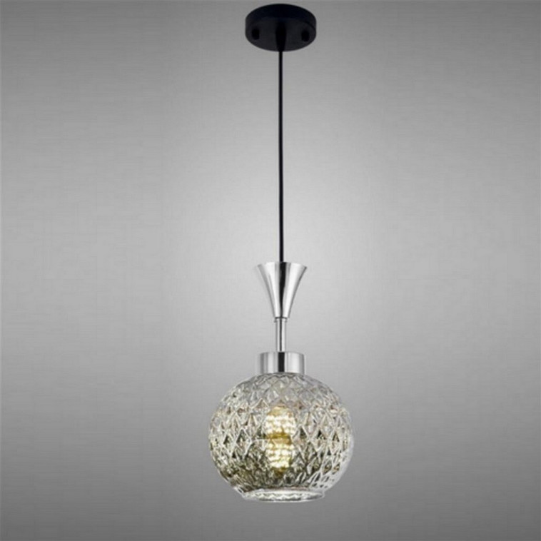 Люстра кухонная 1 плафон 14,5*80 см Е27 60Вт 4м2 плафон стекло хром черный Baizheng