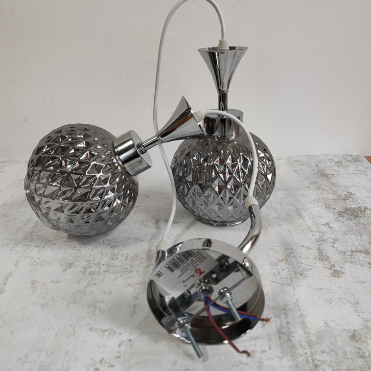 Изображение Люстра кухонная 2 плафона 26,5*14,5*70 см Е27 60Вт 9м2 плафон стекло хром Baizheng