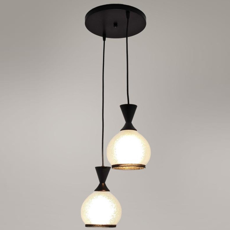 Изображение Люстра кухонная 2 плафона 35*23,5*80 см Е27 60Вт 9м2 плафон стекло черный Baizheng