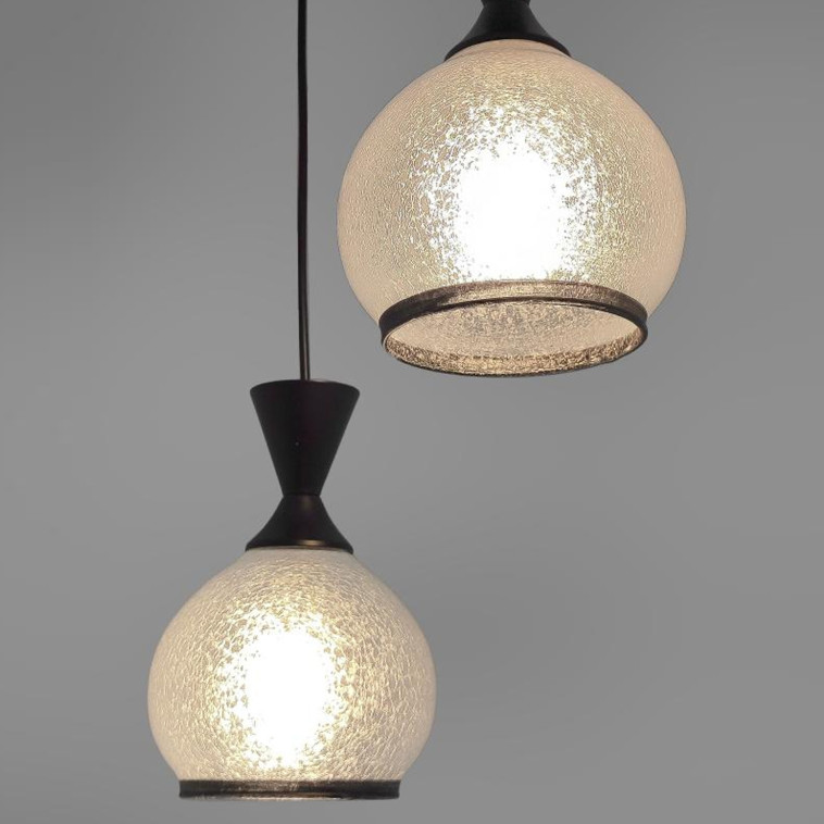 Картинка Люстра кухонная 2 плафона 35*23,5*80 см Е27 60Вт 9м2 плафон стекло черный Baizheng