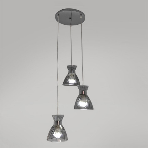 Люстра кухонная 3 плафона 33,5*100 см Е27 60Вт 12м2 плафон стекло хром Baizheng