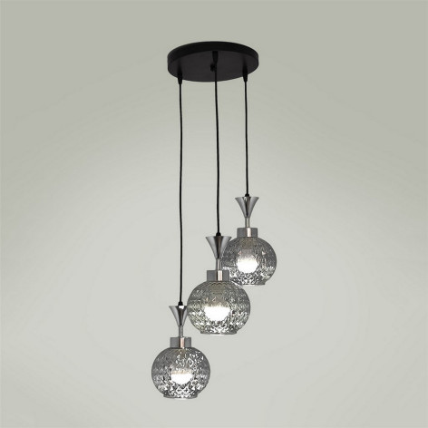 Люстра кухонная 3 плафона 34,5*100 см Е27 60Вт 12м2 хром черный Baizheng