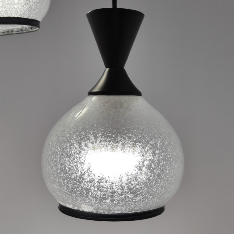 Фото №1 Люстра кухонная 3 плафона 35*100 см Е27 60Вт 12м2 плафон стекло черный Baizheng