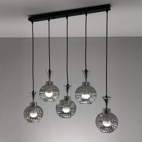 Люстра кухонная 5 плафонов 70,5*14,5*65 см Е27 60Вт 20м2 хром черный Baizheng