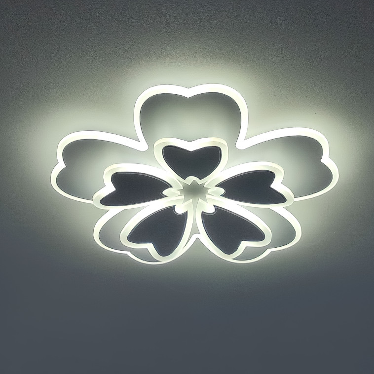 Фото Люстра светодиодная 10 плафонов 52*52*7 см 132 Вт 9504LM 25м2 3 цвета пульт белый Baizheng