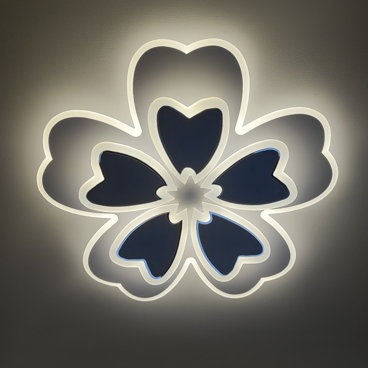 Cнимок Люстра светодиодная 10 плафонов 52*52*7 см 132 Вт 9504LM 25м2 3 цвета пульт белый Baizheng