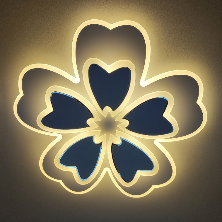 Рисунок Люстра светодиодная 10 плафонов 52*52*7 см 132 Вт 9504LM 25м2 3 цвета пульт белый Baizheng