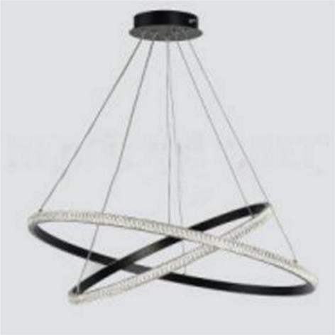 Люстра светодиодная 2 плафона 60*100см 112 Вт 8064LM 12м2 3 цвета черный Baizheng