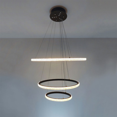 Люстра светодиодная 3 плафона 60*100см 142 Вт 10224LM 15м2 3 цвета черный Baizheng