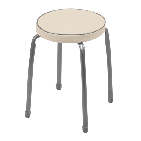 Табурет металлический 340*340*460 мм с мягким сиденьем слоновая кость Фабрик 2 Nika