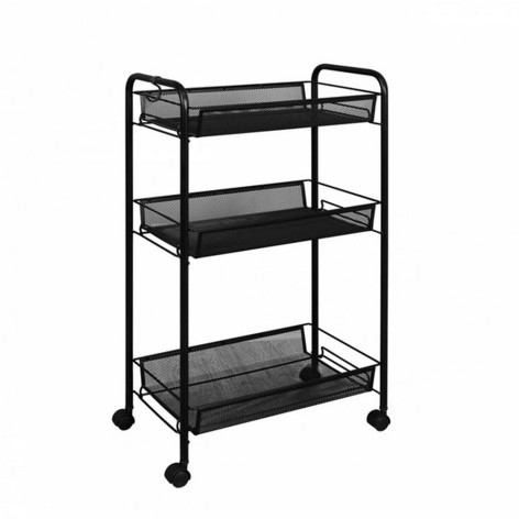 Этажерка металлическая 3-х ярусная 44х25х75,5 см черная Ладья 2 К ЗМИ