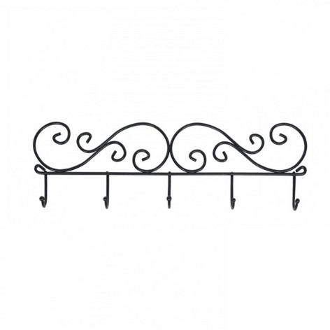 Вешалка металлическая настенная 40х4х13 см черный Кружева 5 ЗМИ Вешалка металлическая настенная 40х4х13 см черный Кружева 5 ЗМИ