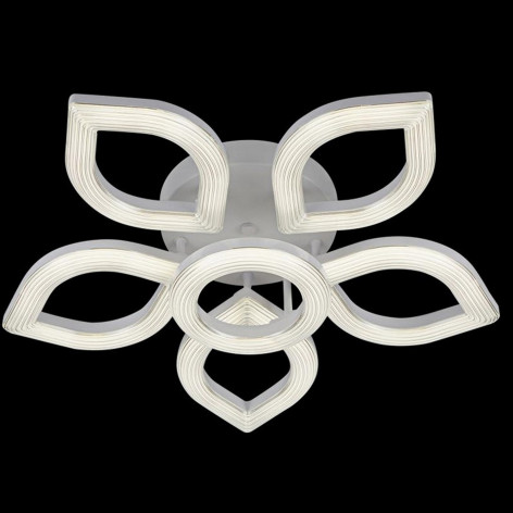 Люстра cветодиодная 6 плафонов 60*15 см 96Вт 6912LM 30м2 3 цвета пульт белый Baizheng