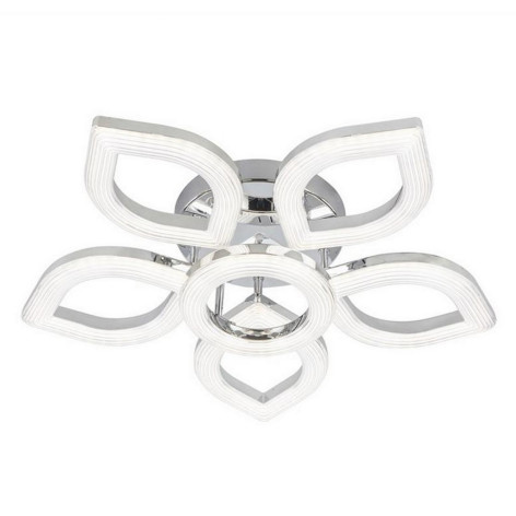 Люстра cветодиодная 6 плафонов 60*15 см 96Вт 6912LM 30м2 3 цвета пульт хром Baizheng