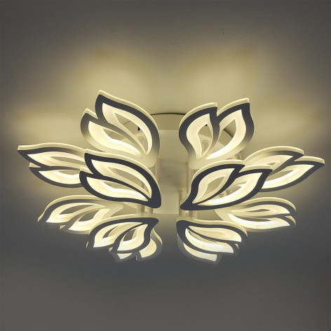 Люстра светодиодная 12 плафонов 68,1*12 см 216 Вт 15552 35м2 3цвета пульт белый Baizheng