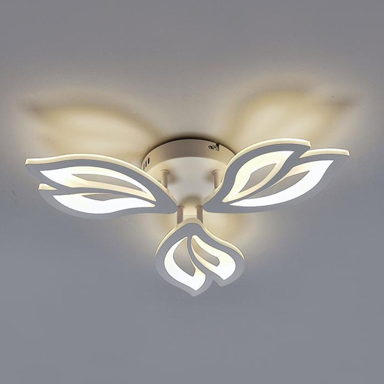 Фото Люстра светодиодная 3 плафона 50*7,5 см 54 Вт 3888LM 15м2 3 цвета пульт белый Baizheng