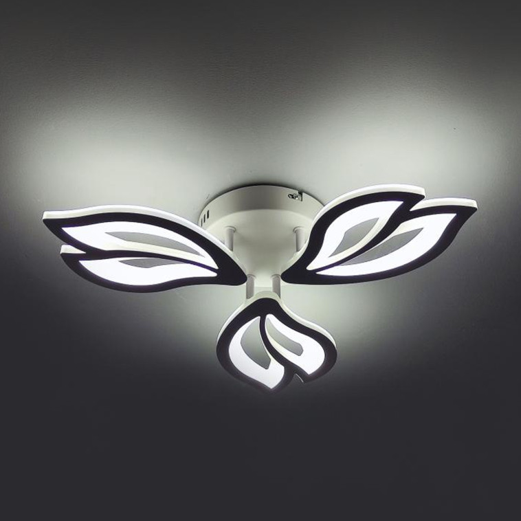 Изображение Люстра светодиодная 3 плафона 50*7,5 см 54 Вт 3888LM 15м2 3 цвета пульт белый Baizheng