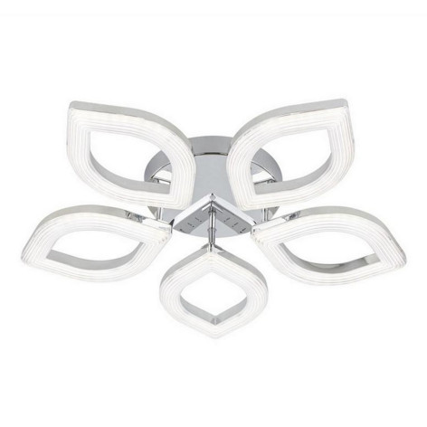 Люстра светодиодная 5 плафонов 60*10 см 80Вт 5760LM 25м2 3 цвета пульт хром Baizheng