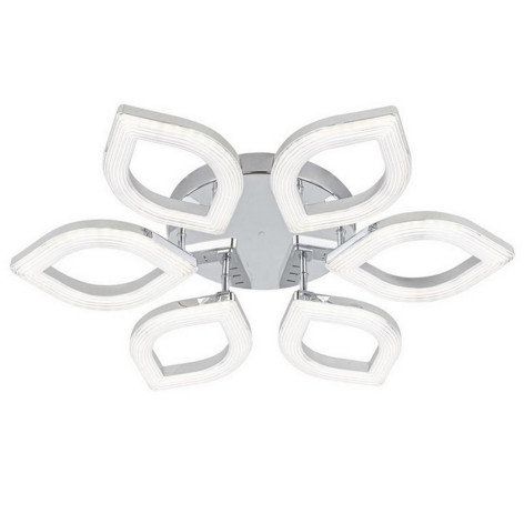 Люстра светодиодная 6 плафонов 65*10 см 96Вт 6912LM 30м2 3 цвета пульт хром Baizheng