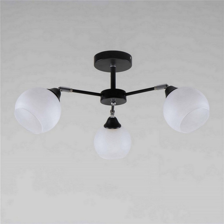 Светильник спот 3 плафона 60*60*25 см Е27 60Вт 12м2 плафон стекло черный Baizheng