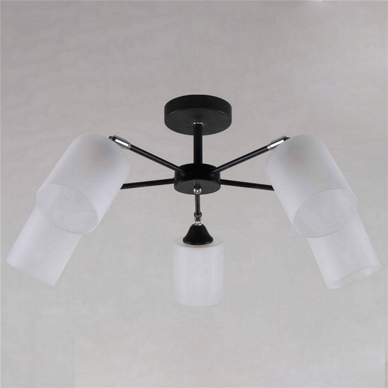 Светильник спот 5 плафонов 62*62*26 см Е27 60Вт 20м2 плафон стекло черный Baizheng