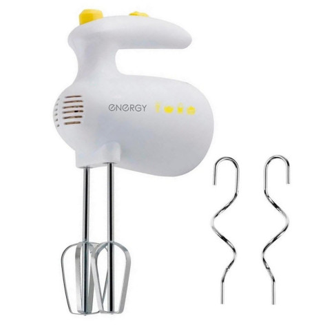 Миксер пластиковый 200 Вт 5 скоростей 4 насадки бело-желтый EN-245 Energy Миксер пластиковый 200 Вт 5 скоростей 4 насадки бело-желтый EN-245 Energy