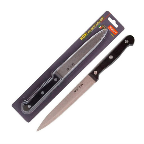 Нож нержавеющая сталь лезвие 12,5 см 1,2 мм универсальный пластиковая ручка блистер черн Classico Mallony