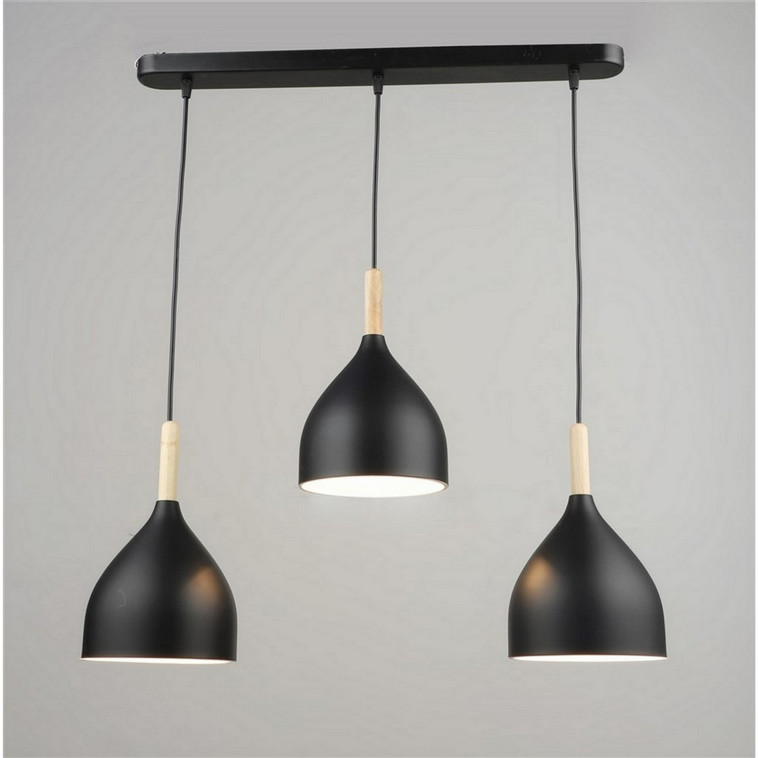 Фото Люстра кухонная 3 плафона 67,5*17*80 см Е27 60Вт 12м2 плафон металл черный Baizheng