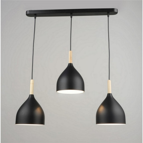 Люстра кухонная 3 плафона 67,5*17*80 см Е27 60Вт 12м2 плафон металл черный Baizheng