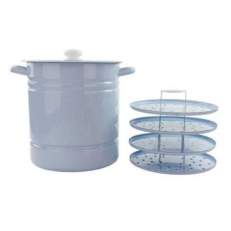 Мантоварка эмалированная 12 л 4 вставки пласт кнопка серо-голубой Стальэмаль
