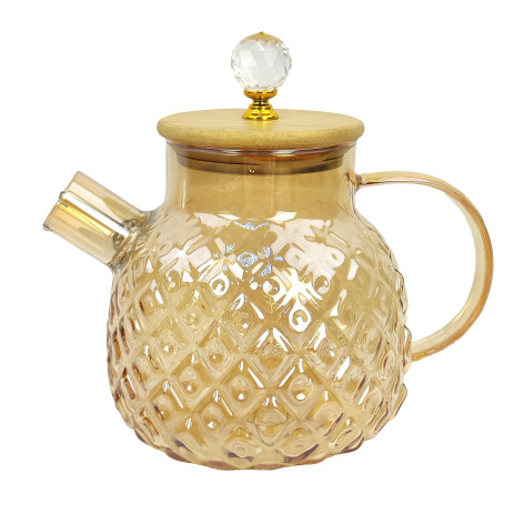 Чайник стеклянный заварочный 1000 мл крышка бамбук фильтр пружинка BZ-CH128 Baizheng