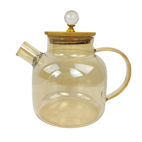 Чайник стеклянный заварочный 1500 мл крышка бамбук фильтр пружинка BZ-CH122 Baizheng