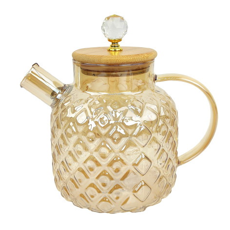 Чайник стеклянный заварочный 1500 мл крышка бамбук фильтр пружинка BZ-CH129 Baizheng