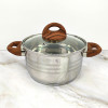 Мини изображение Кастрюля нерж сталь  2,5 л 18 см стекл крышка ручками под дерево soft-touch Foresta Mallony