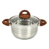 Мини фото Кастрюля нерж сталь  2,5 л 18 см стекл крышка ручками под дерево soft-touch Foresta Mallony
