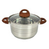 Мини фото Кастрюля нерж сталь  3,5 л 18 см стекл крышка ручками под дерево soft-touch Foresta Mallony