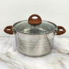 Мини изображение Кастрюля нерж сталь  5 л 22 см стекл крышка ручками под дерево soft-touch Foresta Mallony