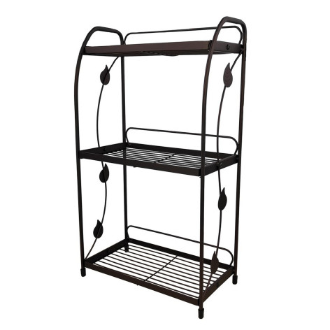 Полка металлическая для ванной 3-х ярусная 30*17*56,5 см кофе Листочки Baizheng