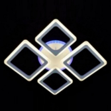 Люстра светодиодная 4 плафона 67*58*8 см 92Вт 3450LM 15м2 3 цвета прилож пульт хром Baizheng