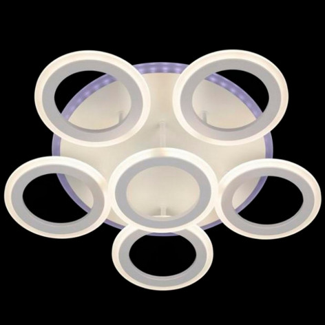 Люстра светодиодная 6 плафонов 58,1*12 см 108Вт 3600LM 20м2 3 цвета прилож пульт хром Baizheng