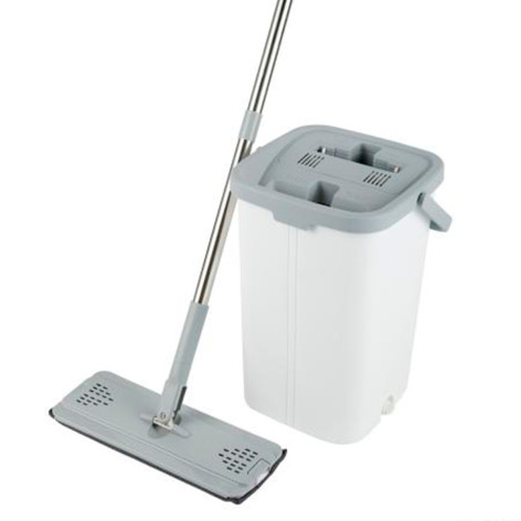 Набор ведро пластиковое с отжимом 12 л + швабра металл вращение 360° под упак Baizheng