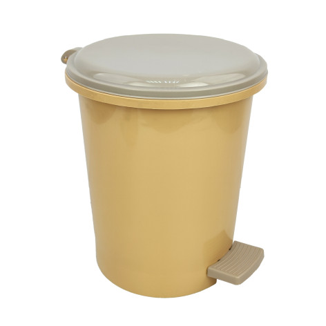 Ведро пластиковое для мусора 10 л 240*290 мм круглое с педалью вкладыш желтый Baizheng