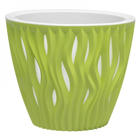 Кашпо пластиковое  4,5 л фисташковый белая вставка Вдохновение Bmc