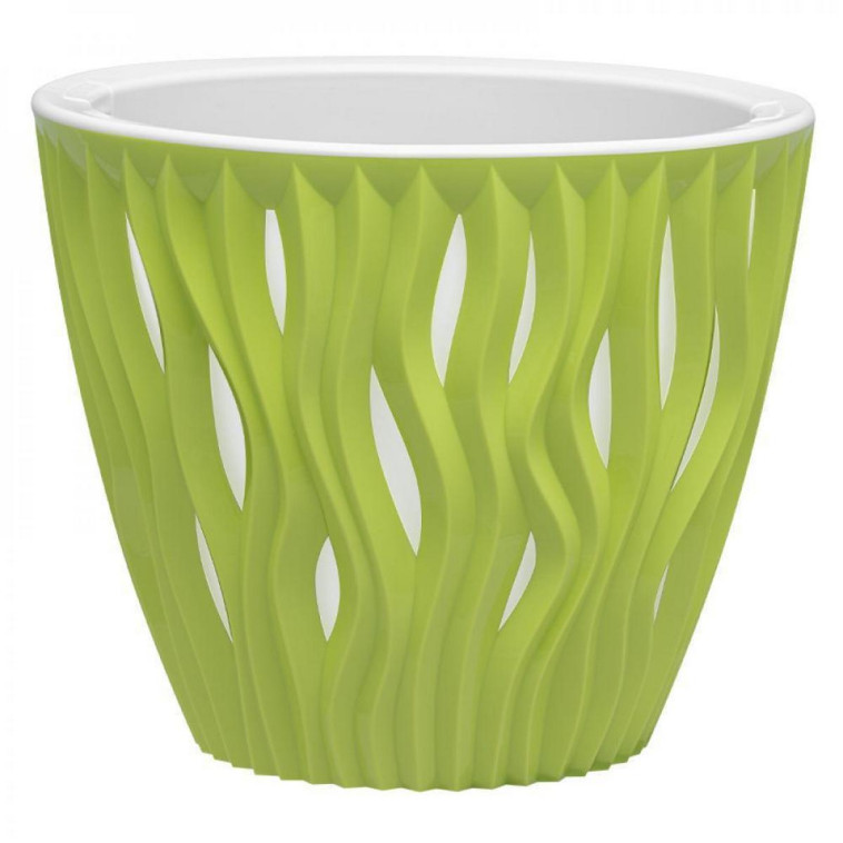 Кашпо пластиковое  4,5 л фисташковый белая вставка Вдохновение Bmc