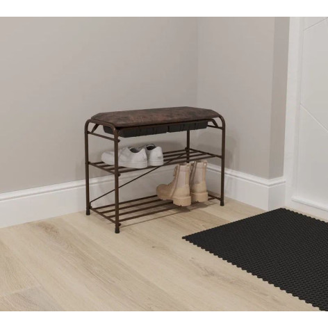 Подставка металлическая для обуви 3-х ярусная 65х30х48 см сиденье с ящиком черный Альфа 23 ЗМИ