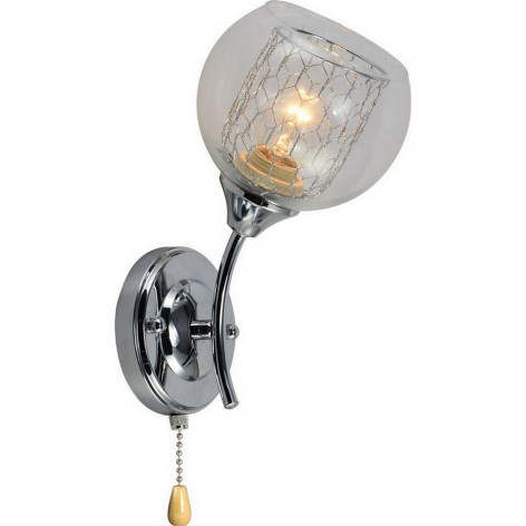 Бра 1 плафон 17,5*13*25 см Е27 60Вт 4м2 плафон стекло хром Baizheng