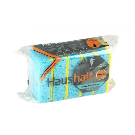 Губка поролоновая с фиброй для посуды 5 шт 10х7х3,3 см крупнопористая Lasur Leonord